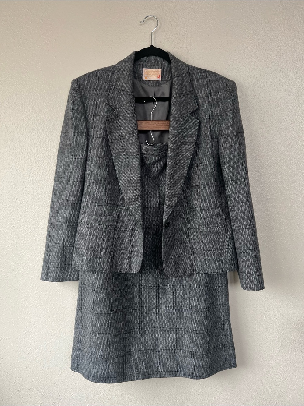 Pendleton Gray Plaid Wool Skirt Set size 14
